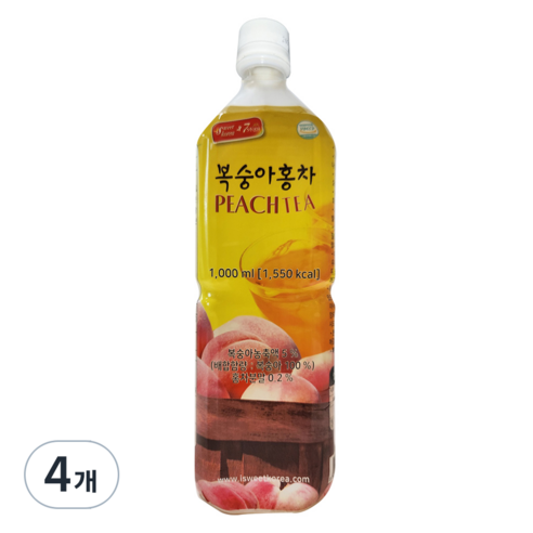 스위트코리아 복숭아 홍차 농축액, 1L, 4개