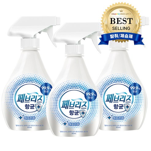 페브리즈 항균플러스 섬유탈취제 깨끗한향 본품, 360ml, 3개