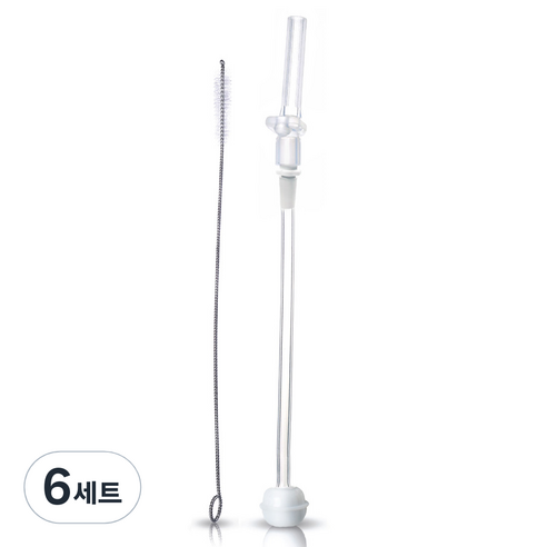 키즈미 추달린 빨대컵 빨대리필 & 브러쉬 세트, 빨대리필(투명), 브러쉬(스틸색상), 6세트