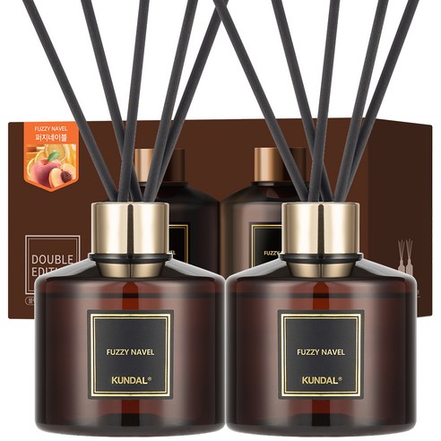 쿤달 퍼퓸 디퓨저 200ml 2개 + 섬유스틱 10개, 퍼지네이블향, 1세트