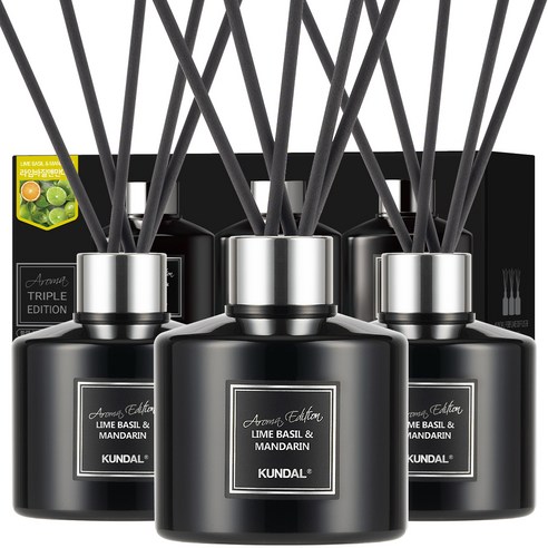 쿤달 플라워 디퓨저 3p + 섬유스틱 15p, 라임바질앤만다린, 200ml, 1세트