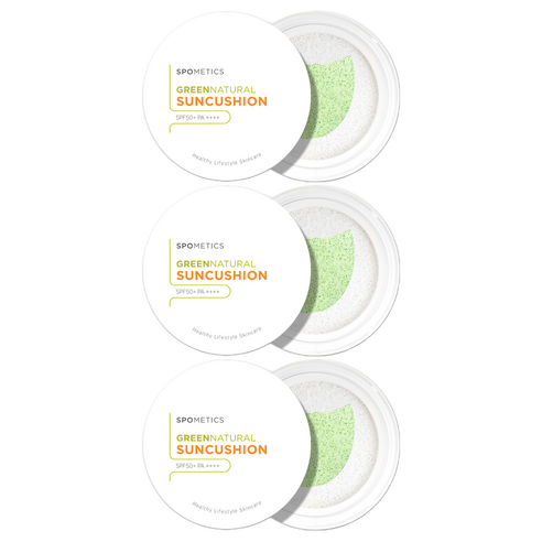스포메틱스 그린 네츄럴 선 쿠션 SPF50+ PA++++, 25g, 3개