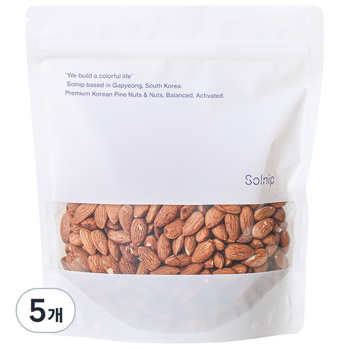 솔닙 오독오독 미국산 구운 아몬드, 450g, 5개