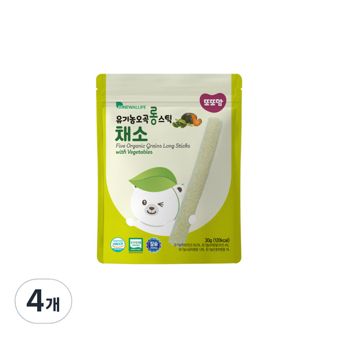 또또맘 유아용 유기농 오곡 롱 스틱 과자 30g, 채소, 4개
