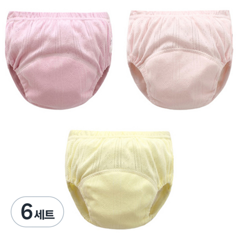 엠케이 여아용 펀칭 단색파스텔 배변훈련팬티 3종 세트, 랜덤발송, 6세트