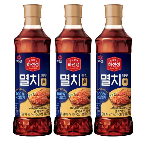 하선정 멸치액젓 골드, 400g, 3개