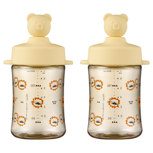 아키움 유아용 곰돌이 PPSU 빨대컵 200ml, 망고, 2개