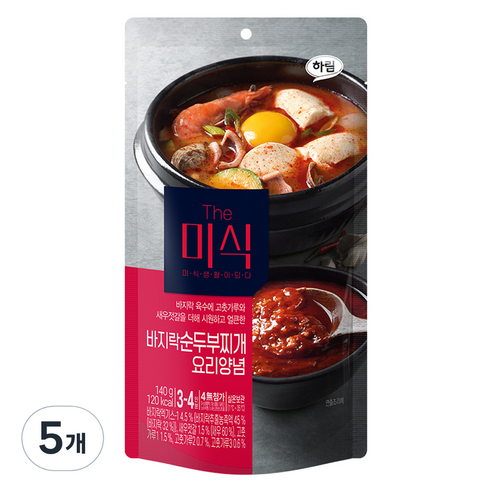 더미식 바지락 순두부찌개 양념, 140g, 5개