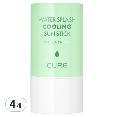 김정문알로에 큐어 워터 스플래쉬 쿨링 선스틱 SPF50+ PA++++, 23g, 4개