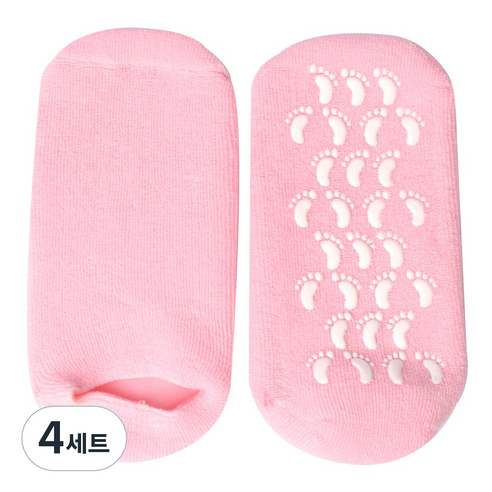 풋인솔 발각질 관리 보습양말 핑크, 4세트