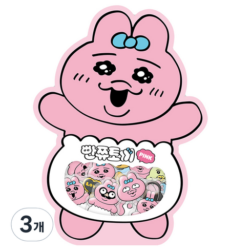 도티도그 빤쮸토끼 조각스티커, PINK, 3개