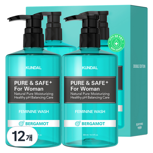 쿤달 페미닌 워시 여성청결제 베르가못향, 300ml, 12개