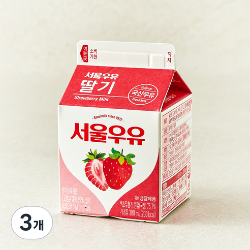서울우유 딸기 우유, 300ml, 3개