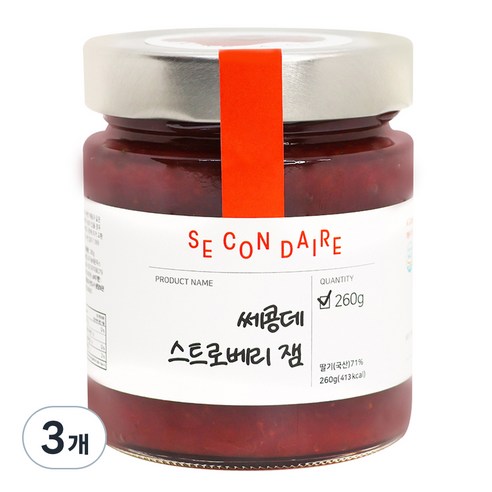 쎄콩데 스트로베리 잼, 260g, 3개