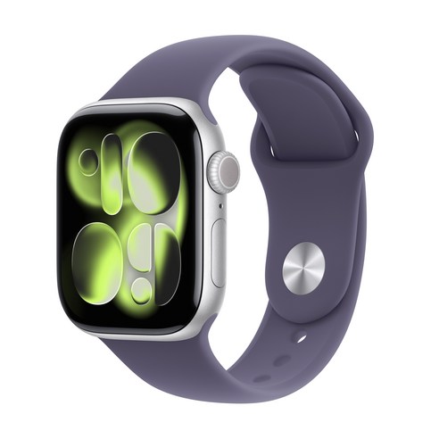 Apple 2025 애플워치 11, 실버, 42mm, GPS, 알루미늄,실버/퍼플 포그 스포츠 밴드, S/M