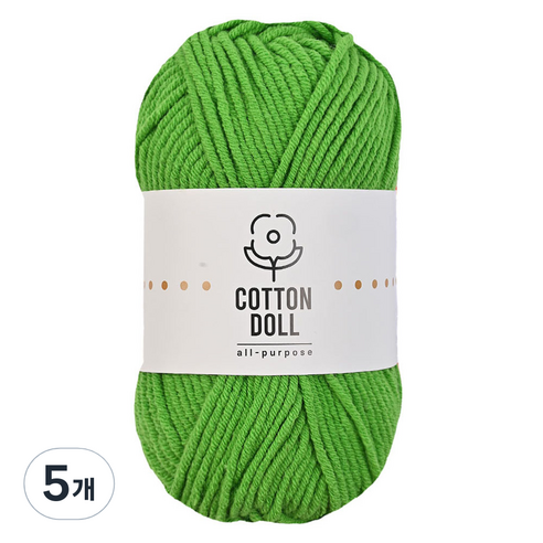 니뜨 코튼돌 뜨개실 50g, 5개, 25 브라이트그린