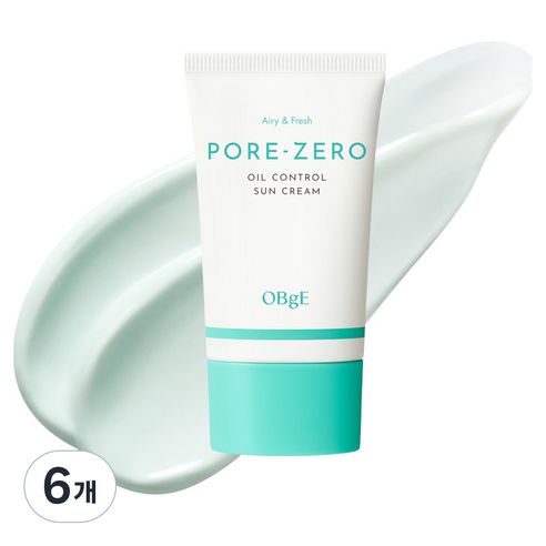 OBge 포어 제로 오일 컨트롤 선크림 SPF50+ PA++++, 50ml, 6개
