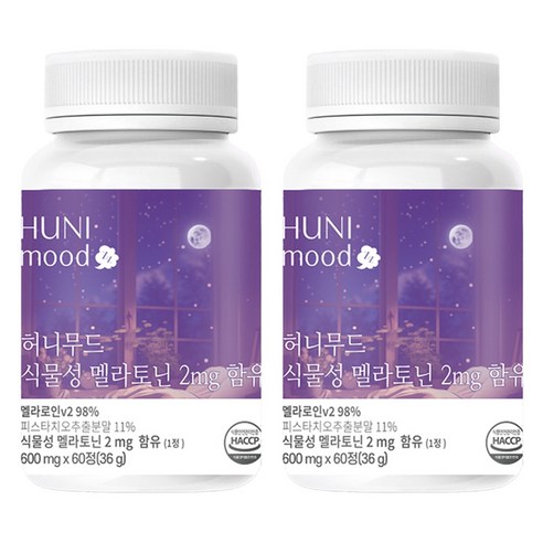 허니무드 식물성 멜라토닌 2mg, 60정, 2개