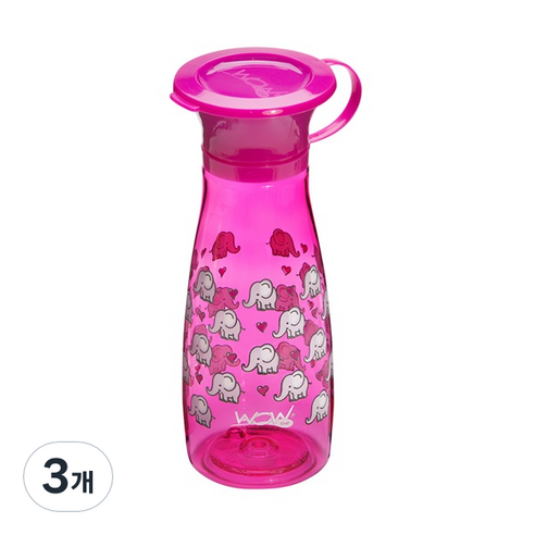 와우컵 트라이탄 팝 유아동컵 350ml, 핑크엘리펀트, 3개