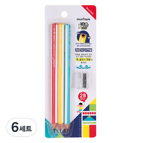 문화연필 더존키즈 점보 삼각연필 2B, 혼합색상, 18개