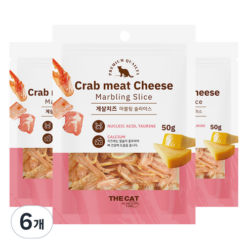 더캣 고양이 마블링 슬라이스 간식, 혼합맛(게살/치즈), 50g, 6개