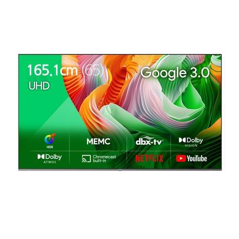 더함 4K UHD LED TV 구글 안드로이드 11, 165cm(65인치), UA651UHD M8X CHIQ 2023, 벽걸이형, 방문설치