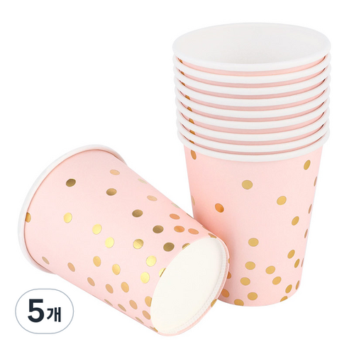 컨페티 파티컵 핑크 240ml, 30개, 5개