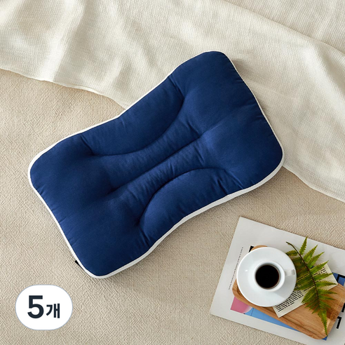 모던하우스 ON 부드럽고 낮은 목이 편안한 메쉬 경추 베개, 네이비, 5개