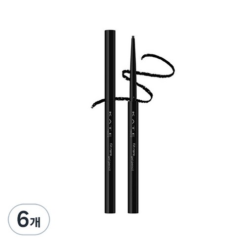 케이트 핏 레어 젤 펜슬 0.08g, BK-1 블랙, 6개