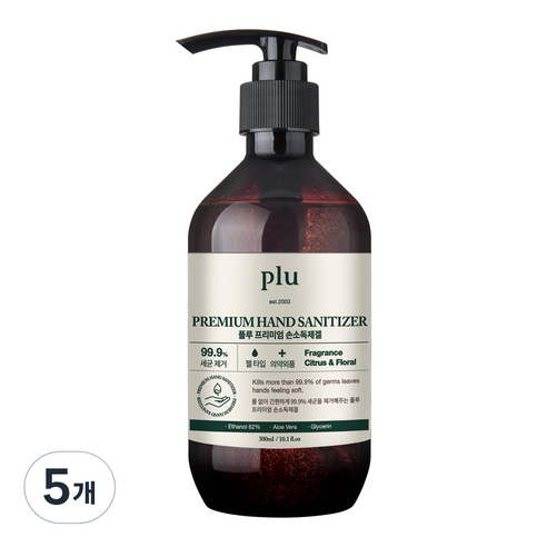 플루 프리미엄 에탄올 손소독제겔, 300ml, 5개