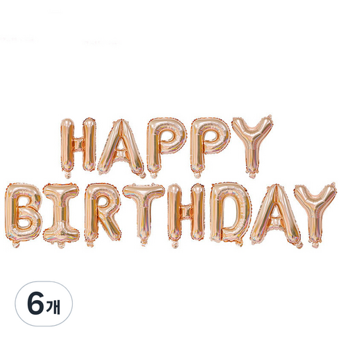 미카엘그라운드 생일 풍선 세트, 샴페인골드, 6개