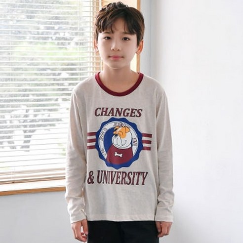 잭키드 남아용 도그 긴팔티