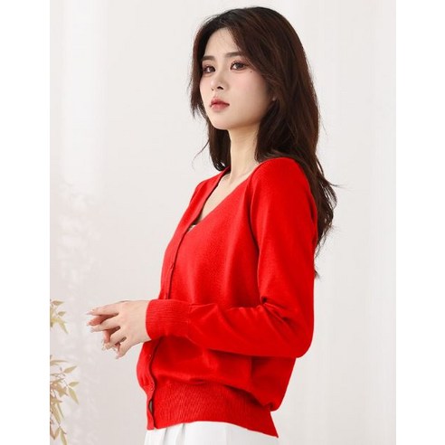 봄철 필수! 세련되고 편안한 턴키 여성용 브이넥 가디건