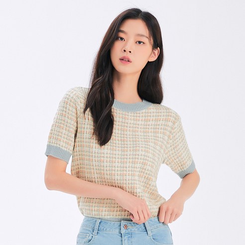 미쏘 여성용 컬러 믹스 트위드 조직 스웨터
