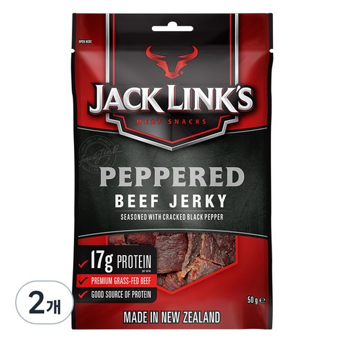 잭링크스 비프 져키 페퍼 육포, 50g, 2개
