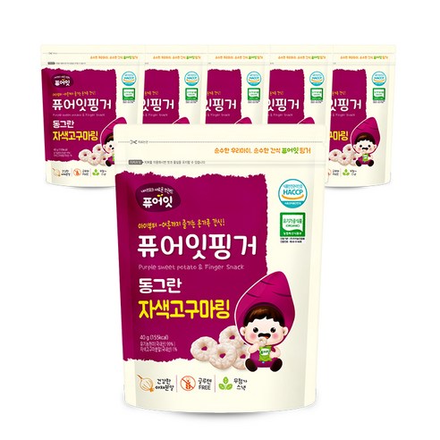 퓨어잇 핑거 동그란 야채링 40g, 자색고구마, 6개
