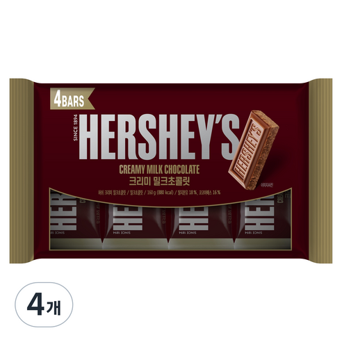 허쉬 크리미 밀크초콜릿, 160g, 4개