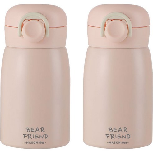 푸코 베어 프렌드 원터치 보온병 2p, 260ml, 핑크