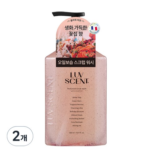 럽센트 스크럽 워시 플라워마켓 화이트튤립향, 500ml, 2개