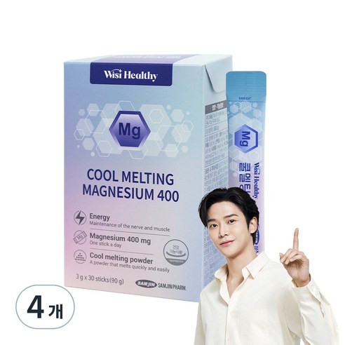 위시헬씨 쿨멜팅 마그네슘 400 30p, 30스틱, 4개