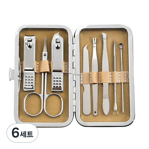 피피홈리빙 귀이개 손톱깍이 케어 8종 세트, 6세트, 브라운