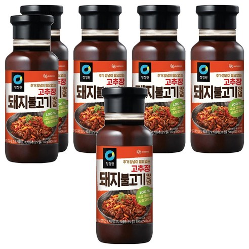 청정원 고추장 돼지불고기 양념, 500g, 6개