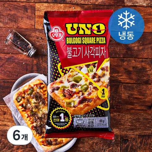 오뚜기 UNO 불고기 사각피자 (냉동), 99g, 1개입, 6개