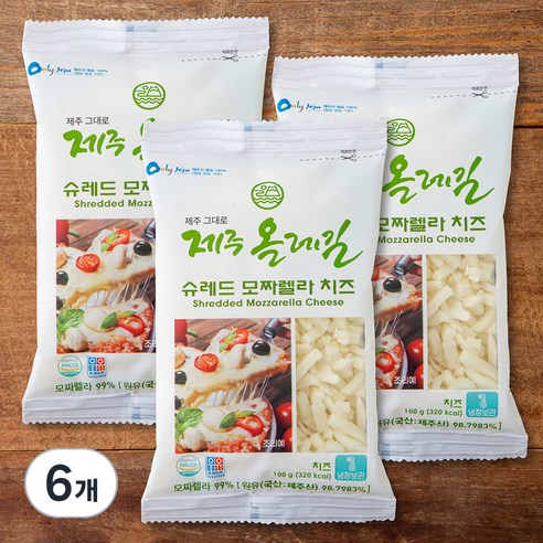 제주 올레길 슈레드 모짜렐라치즈, 100g, 1개입, 6개