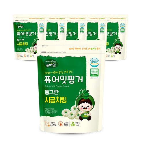 퓨어잇 핑거 동그란 야채링 40g, 시금치, 6개