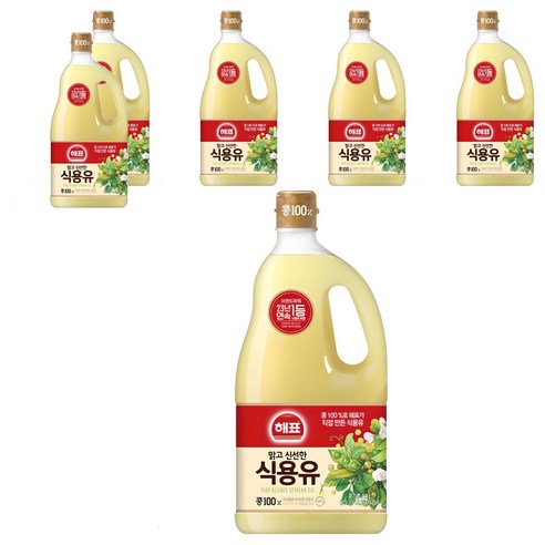 해표 콩기름 식용유, 1.5L, 6개