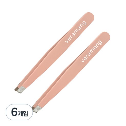 베라망 눈썹 족집게 핀셋, 6개입, 핑크