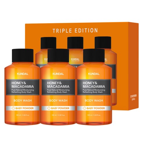 쿤달 퓨어 바디워시 베이비파우더향, 100ml, 3개