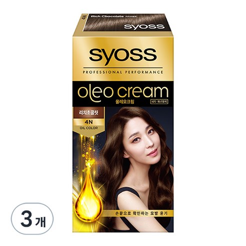 사이오스 올레오크림 4엔 염모제, 4N 리치 초콜릿, 3개