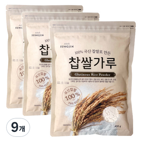 성진 찹쌀 가루, 400g, 9개